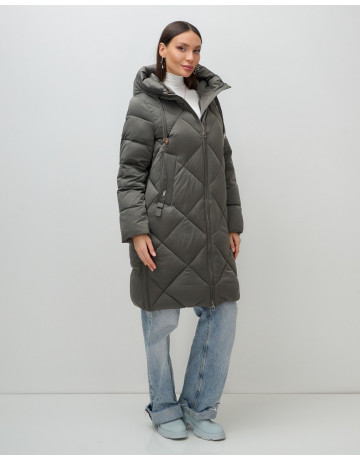 Длинный женский пуховик с капюшоном для зимы