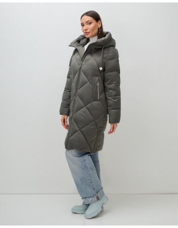 Длинный женский пуховик с капюшоном для зимы