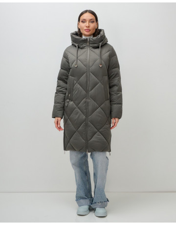 Длинный женский пуховик с капюшоном для зимы