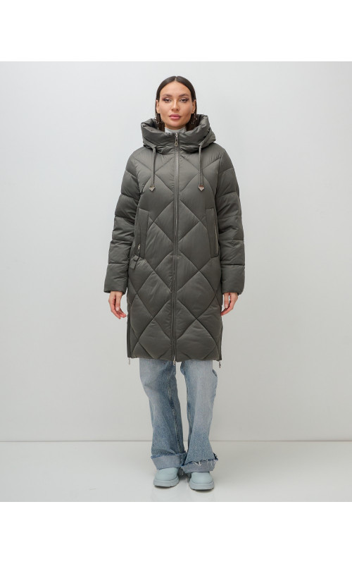 Длинный женский пуховик с капюшоном для зимы