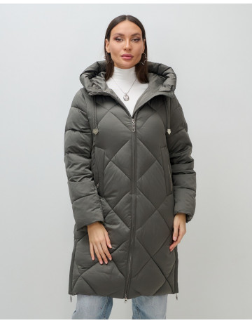 Длинный женский пуховик с капюшоном для зимы