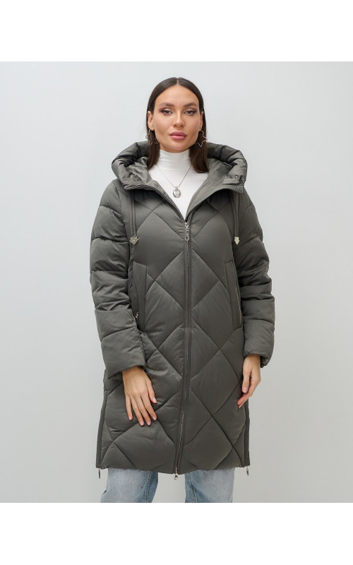 Длинный женский пуховик с капюшоном для зимы