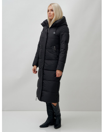 Длинный зимний пуховик с капюшоном для женщин