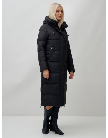 Длинный зимний пуховик с капюшоном для женщин