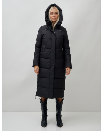 Длинный зимний пуховик с капюшоном для женщин
