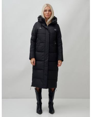 Длинный зимний пуховик с капюшоном для женщин