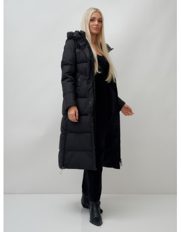 Длинный зимний пуховик с капюшоном для женщин