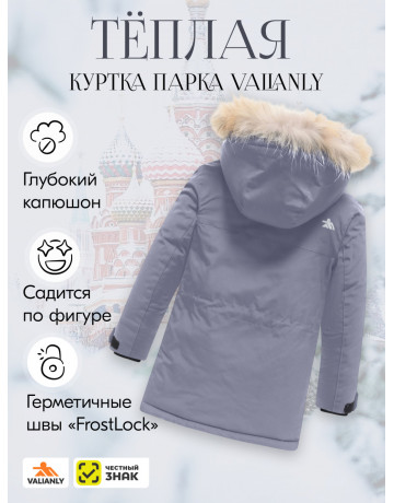 Детская зимняя парка для мальчика с капюшоном и мехом, серая.