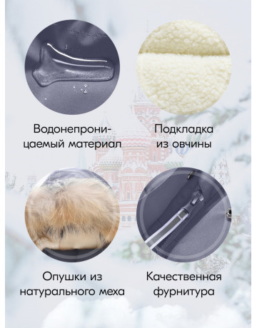 Детская зимняя парка для мальчика с капюшоном и мехом, серая.