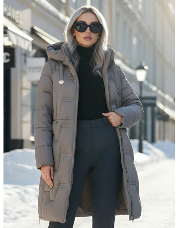 Длинный зимний пуховик для женщин