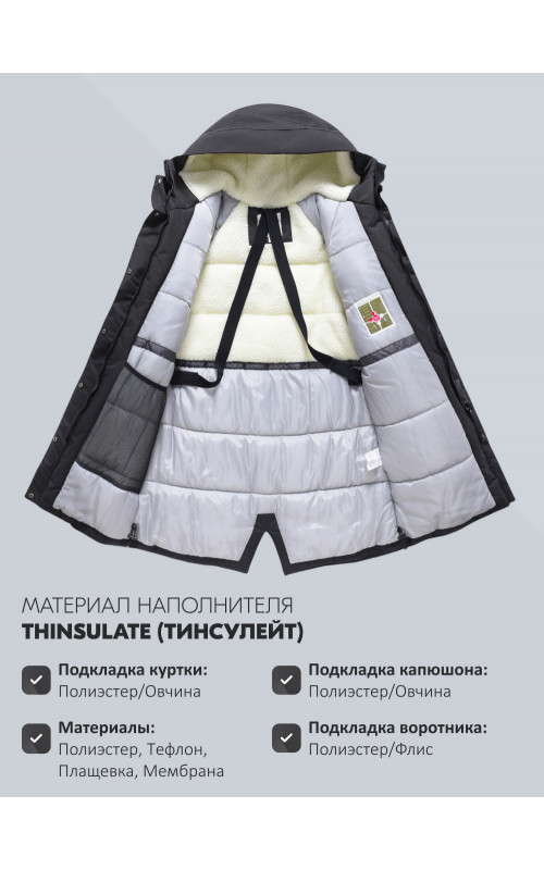 Женская зимняя парка с капюшоном, чёрная, для женщин. в Тюмени