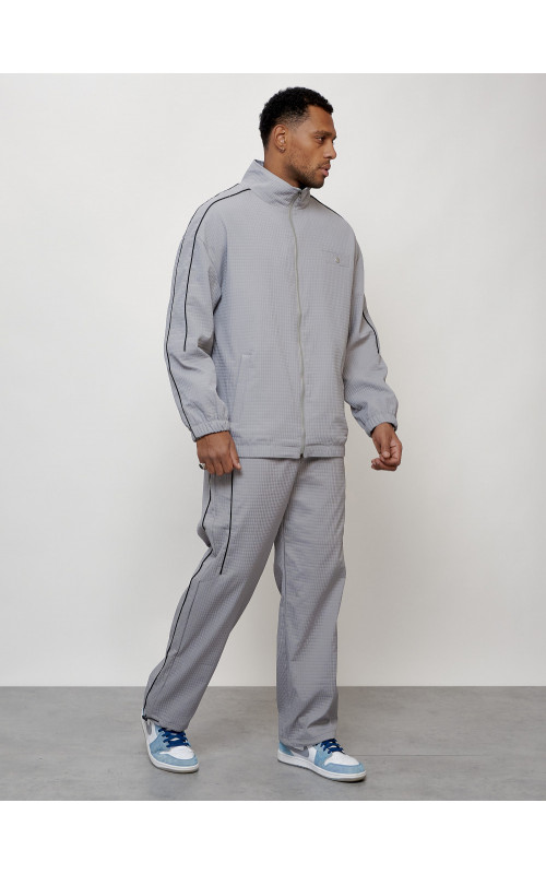 Мужской спортивный костюм для занятий спортом, серый, модный. в Тюмени