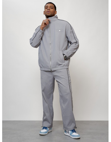 Мужской спортивный костюм для занятий спортом, серый, модный. в Тюмени