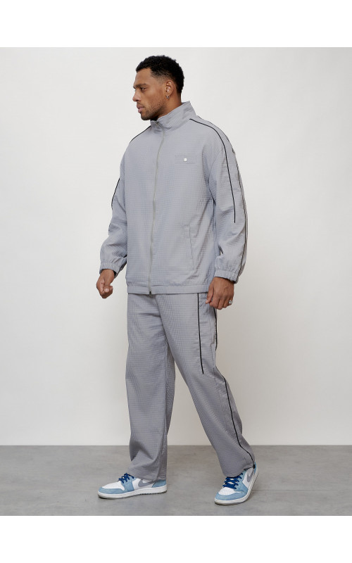 Мужской спортивный костюм для занятий спортом, серый, модный. в Тюмени