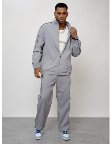 Мужской спортивный костюм для занятий спортом, серый, модный. в Тюмени