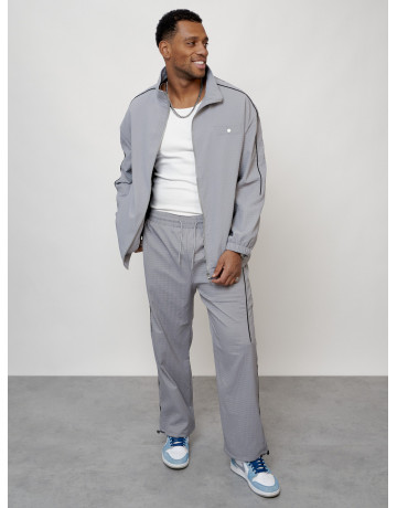 Мужской спортивный костюм для занятий спортом, серый, модный. в Тюмени