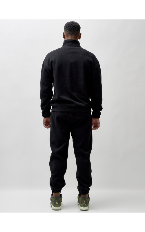 Мужской демисезонный спортивный костюм на флисе, чёрный, для спорта. в Тюмени