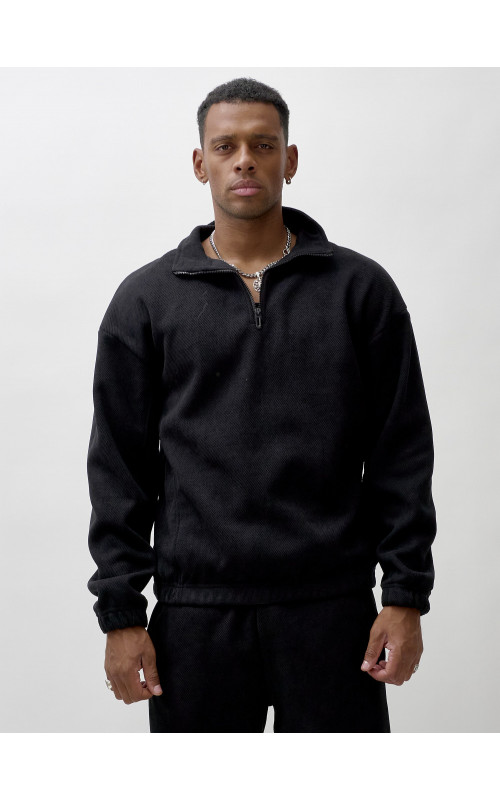 Мужской демисезонный спортивный костюм на флисе, чёрный, для спорта. в Тюмени