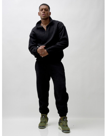 Мужской демисезонный спортивный костюм на флисе, чёрный, для спорта. в Тюмени