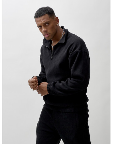 Мужской демисезонный спортивный костюм на флисе, чёрный, для спорта. в Тюмени