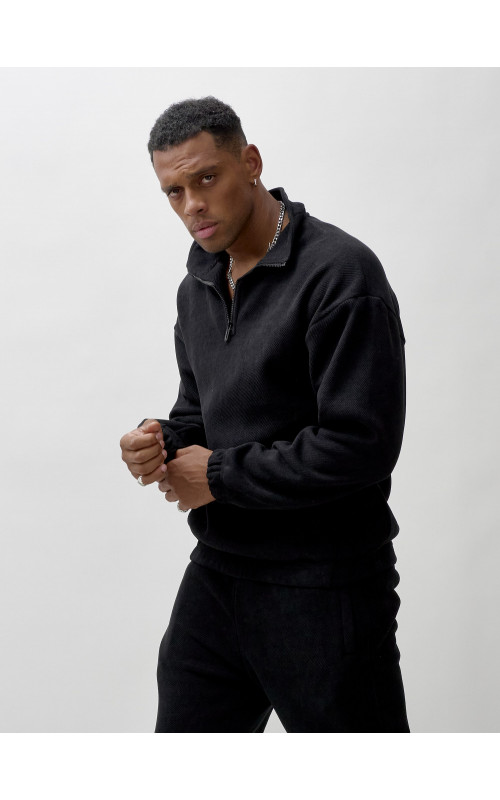 Мужской демисезонный спортивный костюм на флисе, чёрный, для спорта. в Тюмени