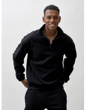 Мужской демисезонный спортивный костюм на флисе, чёрный, для спорта. в Тюмени