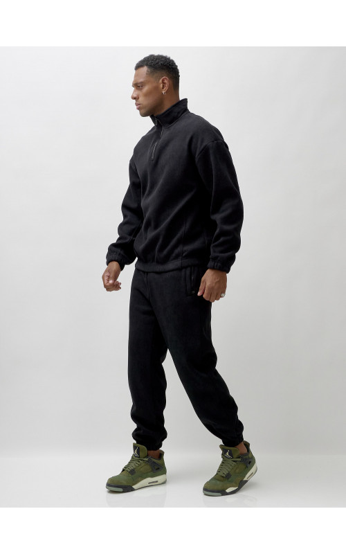 Мужской демисезонный спортивный костюм на флисе, чёрный, для спорта. в Тюмени