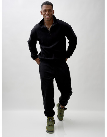 Мужской демисезонный спортивный костюм на флисе, чёрный, для спорта. в Тюмени