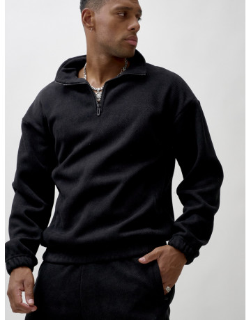 Мужской демисезонный спортивный костюм на флисе, чёрный, для спорта. в Тюмени