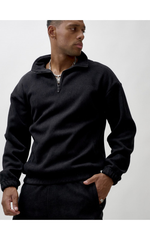 Мужской демисезонный спортивный костюм на флисе, чёрный, для спорта. в Тюмени