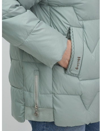 Женский зимний пуховик с эко-овчины, стильный зелёный. в Тюмени