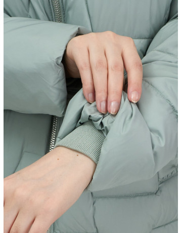 Женский зимний пуховик с эко-овчины, стильный зелёный. в Тюмени