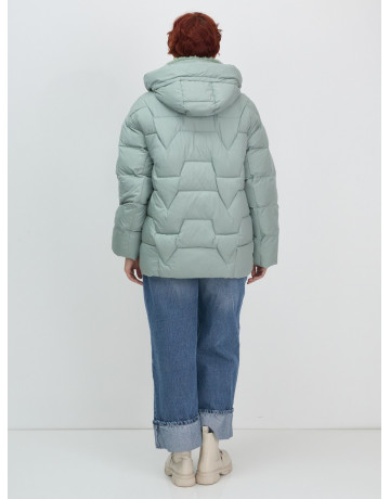 Женский зимний пуховик с эко-овчины, стильный зелёный. в Тюмени