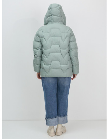 Женский зимний пуховик с эко-овчины, стильный зелёный. в Тюмени