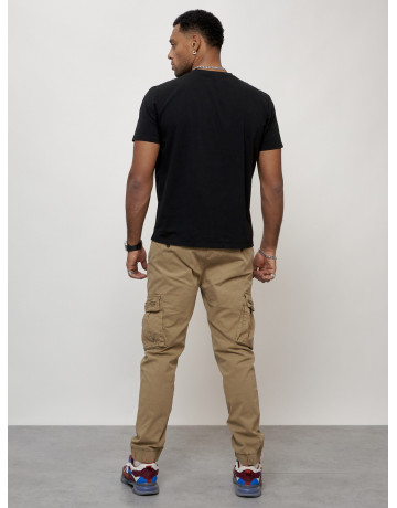 Мужские брюки карго с накладными карманами, бежевые в Тюмени