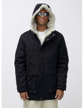 Мужская зимняя парка удлинённая с мехом, чёрная, для холодной погоды в Тюмени