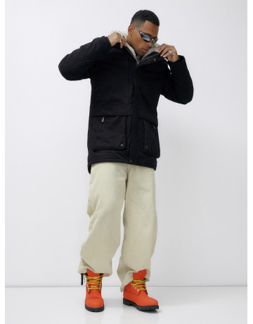 Мужская зимняя парка удлинённая с мехом, чёрная, для холодной погоды в Тюмени