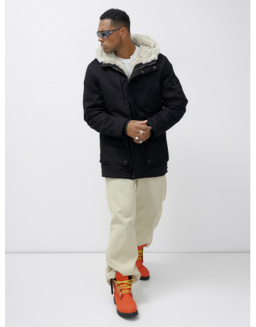 Мужская зимняя парка удлинённая с мехом, чёрная, для холодной погоды в Тюмени