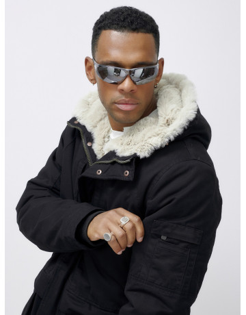 Мужская зимняя парка удлинённая с мехом, чёрная, для холодной погоды в Тюмени