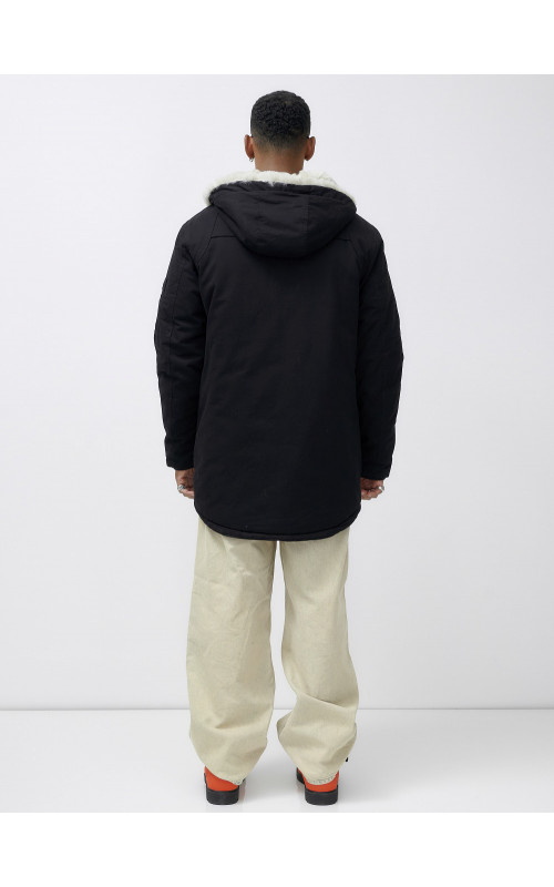 Мужская зимняя парка удлинённая с мехом, чёрная, для холодной погоды в Тюмени