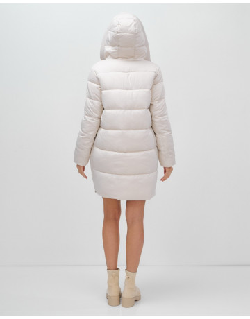 Женский зимний пуховик с капюшоном, бежевый. в Тюмени