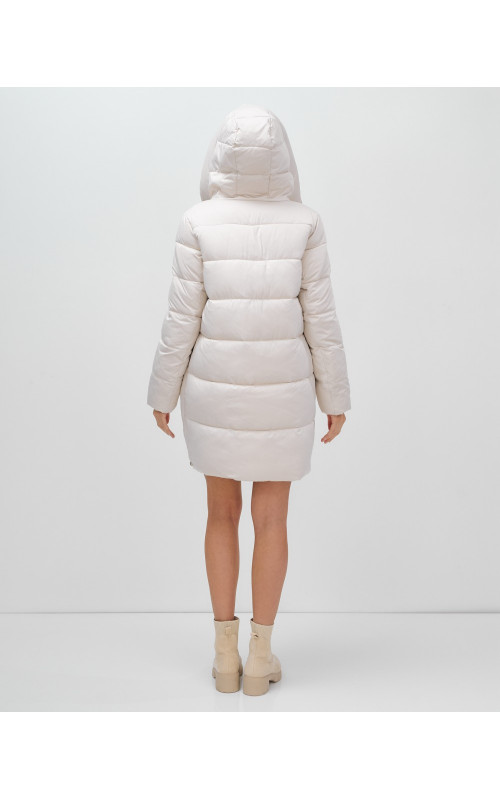 Женский зимний пуховик с капюшоном, бежевый. в Тюмени