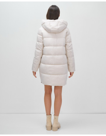 Женский зимний пуховик с капюшоном, бежевый. в Тюмени