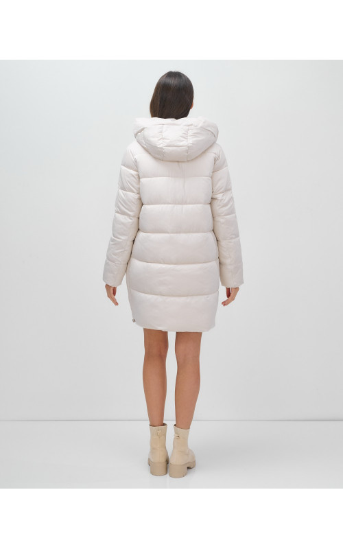 Женский зимний пуховик с капюшоном, бежевый. в Тюмени