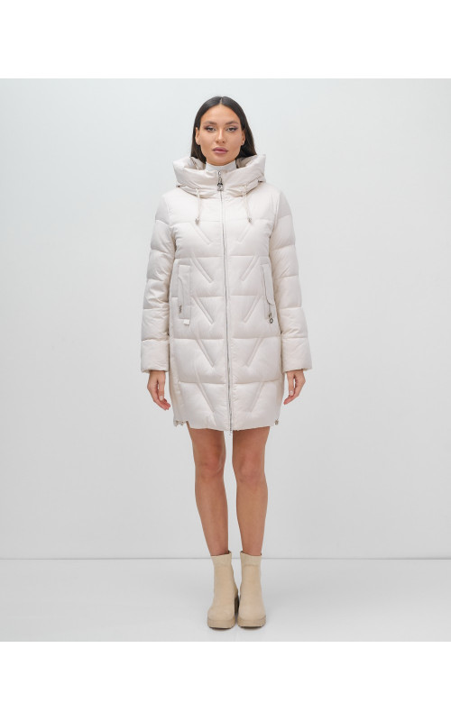 Женский зимний пуховик с капюшоном, бежевый. в Тюмени