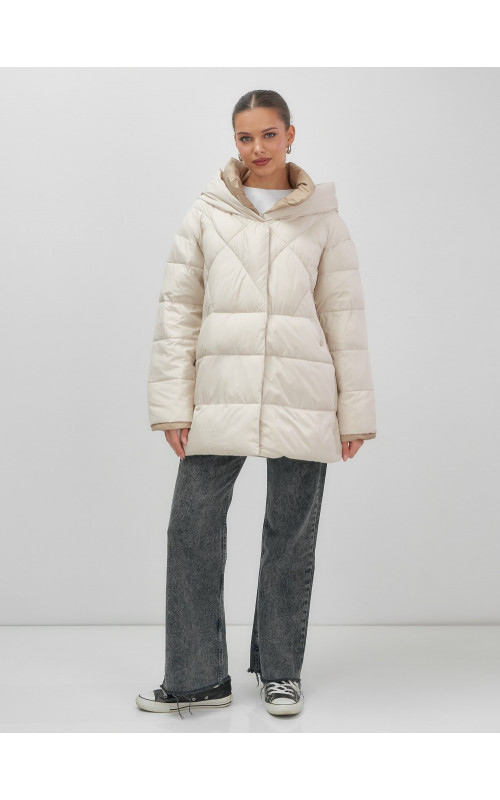 Утеплённый пуховик для женщин большого размера с капюшоном