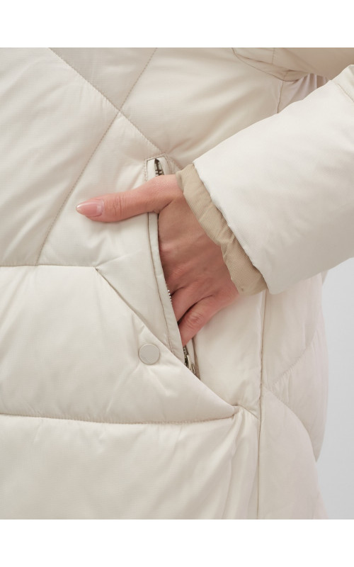 Утеплённый пуховик для женщин большого размера с капюшоном