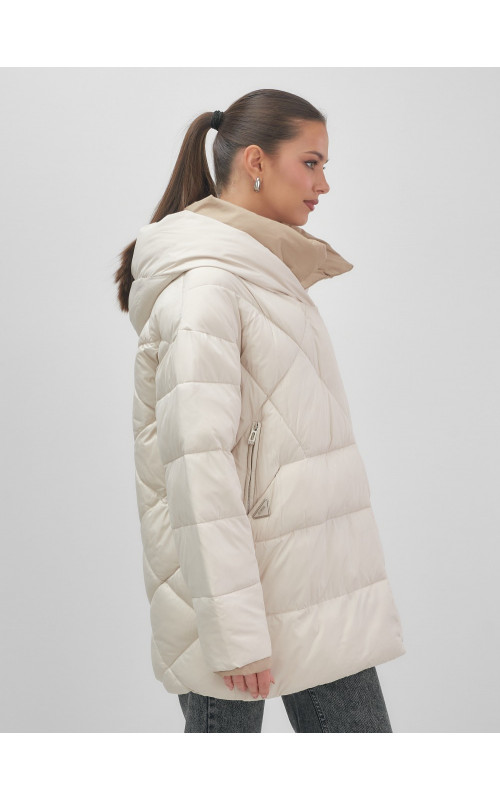 Утеплённый пуховик для женщин большого размера с капюшоном