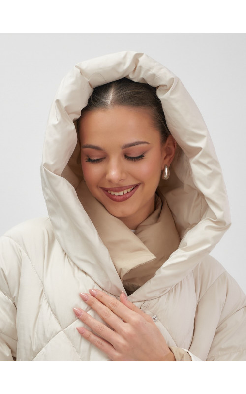 Утеплённый пуховик для женщин большого размера с капюшоном