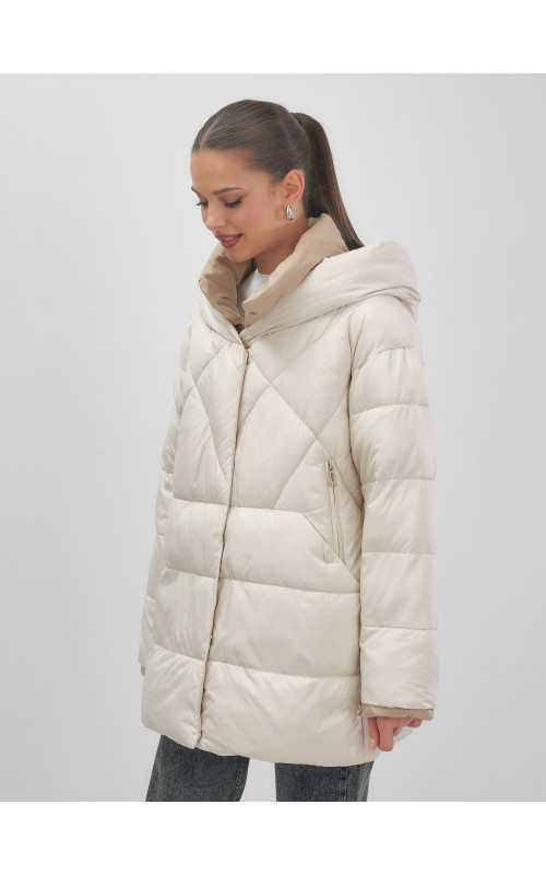 Утеплённый пуховик для женщин большого размера с капюшоном